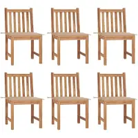 vidaXL Tuinstoelen, 6 stuks met kussens, massief teakhout