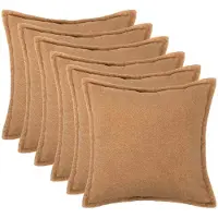 vidaXL Kussensloop 6 st HOUTEN Beige 80 x 80 cm Bouclé