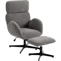 HOMCOM fauteuil met voetenbankje, draaibaar, in hoogte verstelbaar, loungefauteuil met fluweleffect
