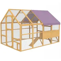 PawHut Kippenhuis, 5,2 m², afmetingen ongeveer 2,8 x 1,8 x 1,9 m, met ren, hout, inclusief ren