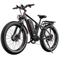 Shengmilo S26 Elektrische fiets voor volwassenen, geschikt voor elk terrein, 130 Nm koppel, 48V 20Ah accu, dubbel veringssysteem, Shimano, 26-inch brede KENDA offroad banden, IPX4