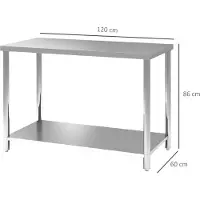 HOMCOM Werkbank - Roestvrij staal - 120x60x86cm - Zilver