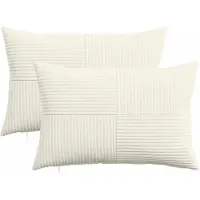 vidaXL Kussensloop 2 st ALMELO Crèmekleurig 50 x 75 cm corduroy