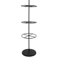 Happiq 3 - Laags Draaibaar Displayrek - Ronde Metalen Kledinghanger met Verstelbare Afstand - Zwart, Metalen Constructie