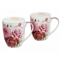 Queen Isabell 2x Porseleinen Mokken 400ml - Rozenmotief - Luxe Cadeauset
