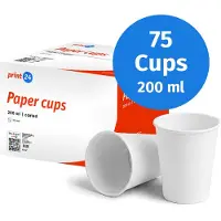 Print24 NIEUW: Kartonnen bekers, 200 ml, onbedrukt, wegwerpbekers, 75 stuks