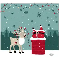 Duni Kerst thema servetten - 40x st - schoorsteen - 33 x 33 cm - kerstservetten