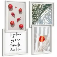 Coloray 4-Delige Schilderij Set - Vakantie Tropische Vruchten Palmbladeren Belettering - 40 x 40 En 40 x 60 - Wanddecoratie - Schilderijen Set - Interieur - Moderne Wanddecoratie