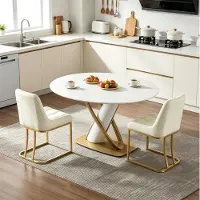 HAUSS SPOLE Eetkamerstoel - Luxe Gestoffeerde Stoel - Set Van 2 - Met Armleuningen En Metalen Frame - Voor Eetkamer En Woonkamer - Fluweel Beige