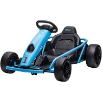 HOMCOM Elektrische kindergo-kart, driftkart met langzame start, muziek, claxon, blauw