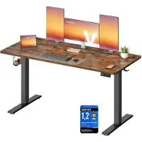 Vasagle verstelbaar bureau, met geheugenfunctie voor 4 standen – vintagebruin, afmetingen 140 x 60 cm