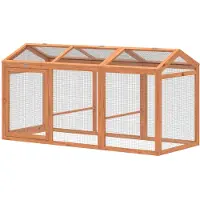PawHut kippenhok, 156 x 70,5 x 84 cm, met ren, zitstok en dubbele deuren