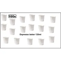 TakeAware 100 stuks Beker espresso karton wit 120ml - Espresso - Koffie thee chocomel soep drank water beker karton