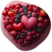 MuchoWow Organische wanddecoratie 90x90 cm - Organisch schilderij Fruit - Hartjes - Aardbeien - Frambozen - Bosbessen - Muurdecoratie woonkamer - Kamer decoratie - Schilderijen - Muurcirkel aesthetic