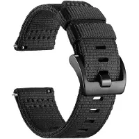 Strap-it Nylon bandje met gesp geschikt voor TicWatch Pro 5 Enduro / Coros Nomad / Coros Apex 4 46mm / Garmin Venu X1 - Zwart