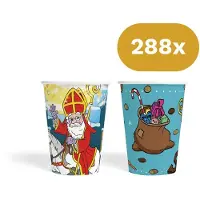 We Fiesta 288x Sinterklaas Bekertjes 210ml FSC - Papieren Bekers Sint & Cadeauzak - Pakjesavond Tafelservies