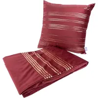 Padiro kussen- en plaidset - 2-delige set - 45 x 45 cm - Rood / Goudkleurig - Streeppatroon - Polyester