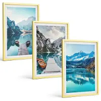 Coloray 3-Delige Schilderij Set - Herfstkleuren, Lelievijver, Fietsen Op Het Terras - 40 x 40 cm En 40 x 60 cm - Wanddecoratie - Woonkamer Decoratie - Interieur Decoratie