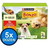 Bonzo 5x - In Gelei Mix Multipack (12x85g) - Hondenvoer Natvoer - 1.02 kg