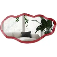Wallfluent Licht Bordeauxrood Spiegel - Bordeaux Elegante Rechthoekige Wandspiegel - Organische Spiegel - Woonkamer - Minimalistisch - 45x90 cm - Totale afmeting 52x97 cm