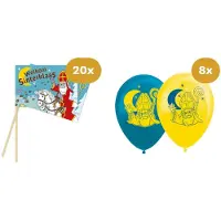We Fiesta Sinterklaas Versiering Zwaaivlaggen & Ballonnen Set - 20x Zwaaivlaggetjes & 8x Ballonnen - Intocht Brievenbusverpakking