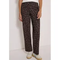 Cecil Dames High Waist Straight Leg Broek met leoprint - Bruin - XL