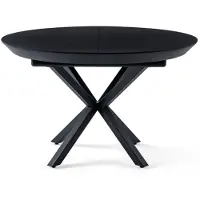 AEA Zwarte eettafel, ronde tafel, uitschuifbare tafel, familietafel, eetkamertafel