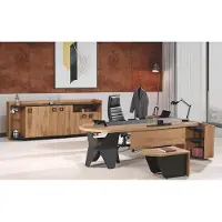 AEA Kantoormeubelset: bureau, kantoortafel, set van 4 delen, hout, bruin, met grote commode