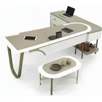 AEA Bureau in L-vorm, design, met salontafel, ovaal, met lades, voor een werkkamer