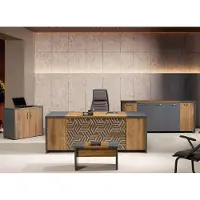 AEA Büro Arbeitszimmermöbel Komplettbüro Schreibtisch 4tlg Holz Braun Set