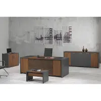 AEA Kantoormeubilair, bureau, kantoortafel, bureau set, 4-delig, hout, bruin, voor het kantoor