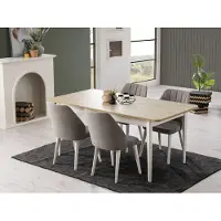 AEA Essgruppe Garnitur Esszimmer Esstisch Set 7tlg Esszimmer Weiß Holz
