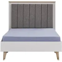 AEA Bettrahmen Kinderzimmer Kinderbett 100 cm Jugendbett Holz Grau Stoff