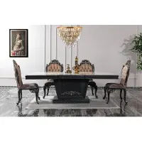 AEA Essecke Essgruppe Esszimmer Esstisch Stühle Holz Set 9tlg Grau Barock