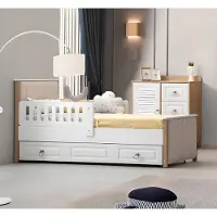 AEA Bettrahmen Kinderbett 200 cm Bett Kinderzimmer Bettgestelle Weiße Holz