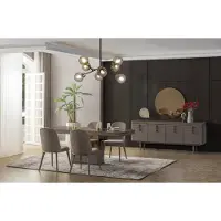 AEA Essgruppe Essecke Esszimmer Esstisch Stühle Grau Holz Set 9tlg Moderne