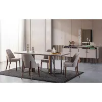 AEA Essgruppe Essecke Esstisch Stühle Holz Grau Esszimmer 9tlg Anrichte
