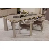 AEA Esszimmer Set 4x Stühle Esstisch Set Esszimmer Designer Holz Stühle Garnitur