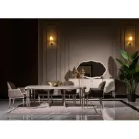 AEA Essgruppe Essecke Esstisch Stühle 9tlg Esszimmer Beige Holz Anrichte