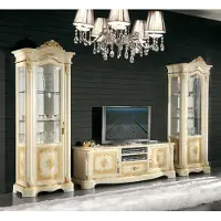 AEA Wohnzimmer 2x Vitrine Wohnwand Schränke Design tv Vitrinen Set 3tlg Schrank