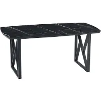 AEA Moderne zwarte eettafel met rechthoekig houten tafelblad en roestvrijstalen poten