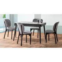 AEA Esszimmer Set Ausziehbar Esstisch 4x Stühle Modern Set Schwarz Essgruppe 5tlg