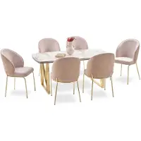 AEA s Esszimmer-Set komfortabler Tisch grau gepolsterte Stühle 7tlg