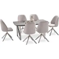 AEA Stilvolles Esszimmer Set Schwarz Grau rechteckiger Tisch weich Stühle
