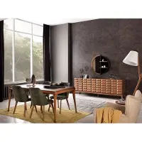 AEA Modern Esszimmer Set Esstisch 4x Stühle Sideboard Spiegel Hochglanz Grün