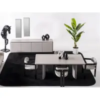 AEA Elegant beige eethoekset, bestaande uit een eettafel, stoelen en een servieskast