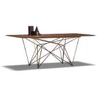 AEA Een elegante, bruine eettafel van metaal in een klassiek design