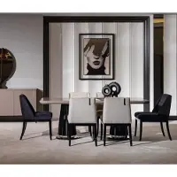 AEA Elegant set van 5 delen voor de eetkamer, bestaande uit hout en textiel, in beige kleur