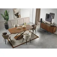 AEA Esszimmer Set Garnitur Essgruppe Loft Stil Möbel Beige Esstische Kommode 6 tlg