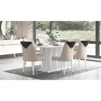 AEA Eetset Essecke, eethoek, eetkamer, eettafel, stoelen, hout, wit, 7-delig, tafel